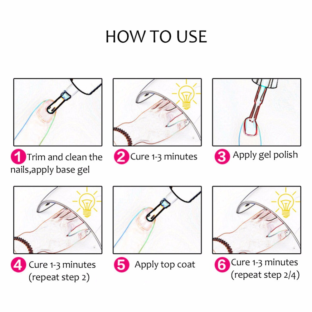 36W LED Nail Lamp 8ML Nail Polish Kit 10 Color Semi Permanent Soak Off Gel  Nail Manicure Set