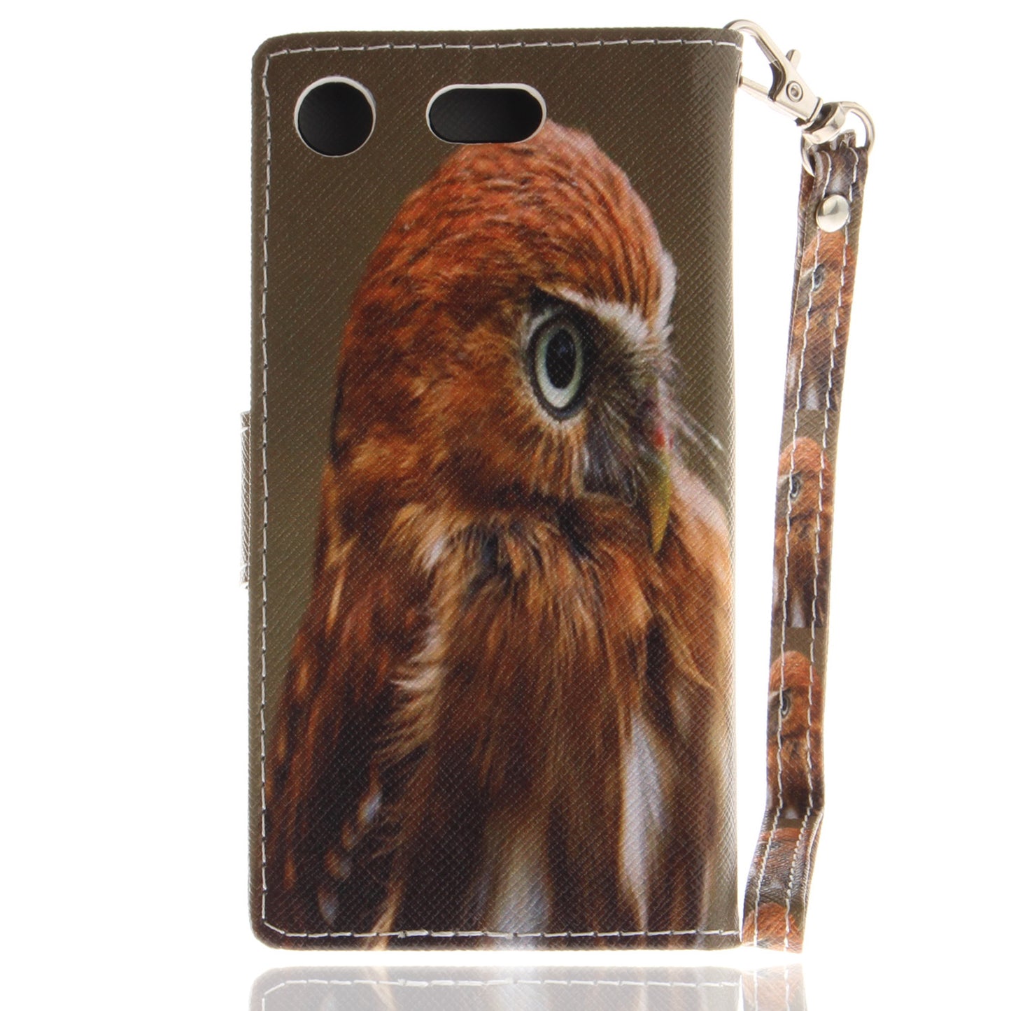 For Sony Xperia XZ1 Compact Pattern Printed Flip Magnetic Wallet Card Slot Soft Protective Cover With Hand Strap