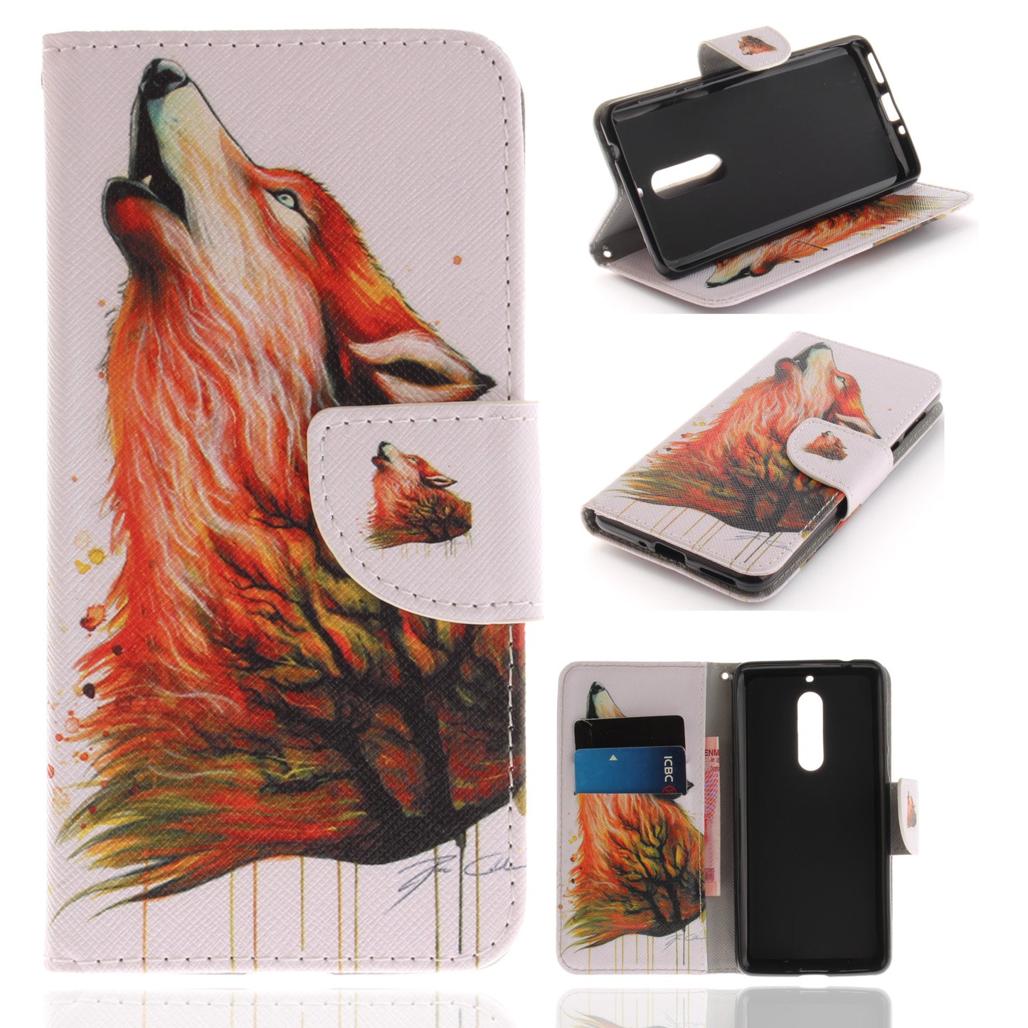 Nokia 5 Phone Case Pattern Printed Flip Magnetic Wallet Card Slot Soft Protective Cover