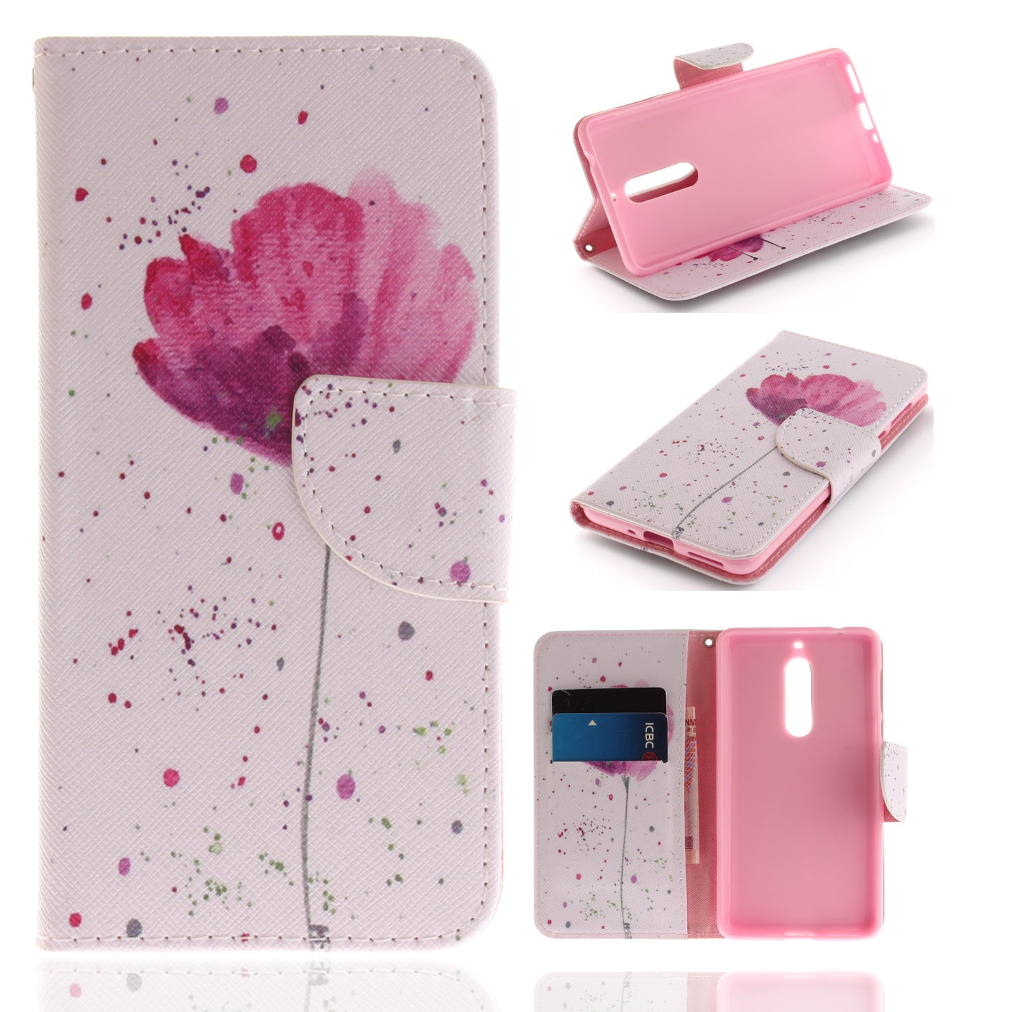 Nokia 5 Phone Case Pattern Printed Flip Magnetic Wallet Card Slot Soft Protective Cover