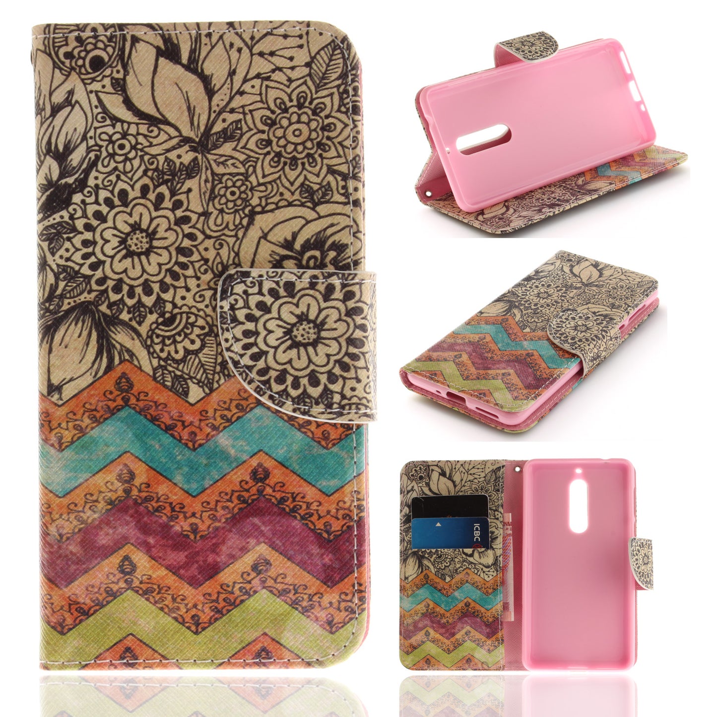 Nokia 5 Phone Case Pattern Printed Flip Magnetic Wallet Card Slot Soft Protective Cover