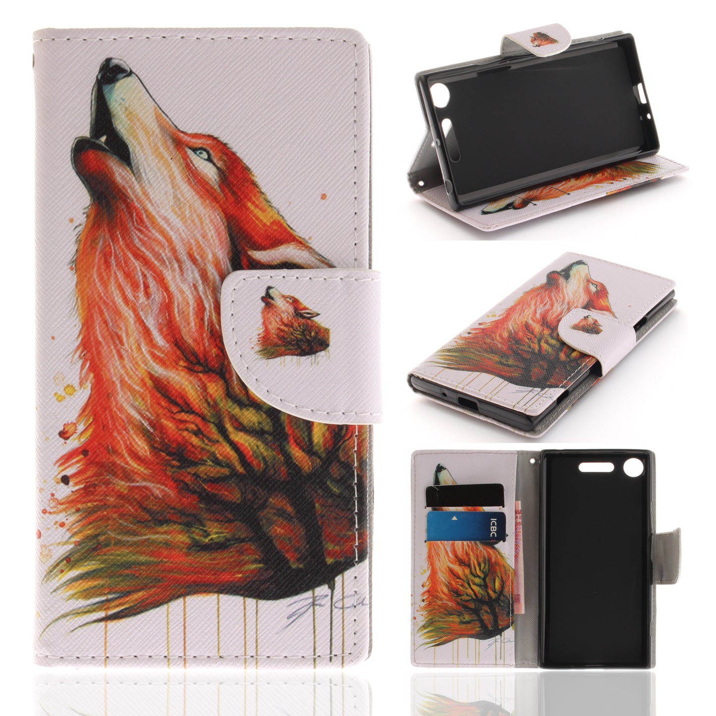 Sony Xperia XZ1 Phone Case Pattern Printed Flip Magnetic Wallet Card Slot Soft Protective Cover