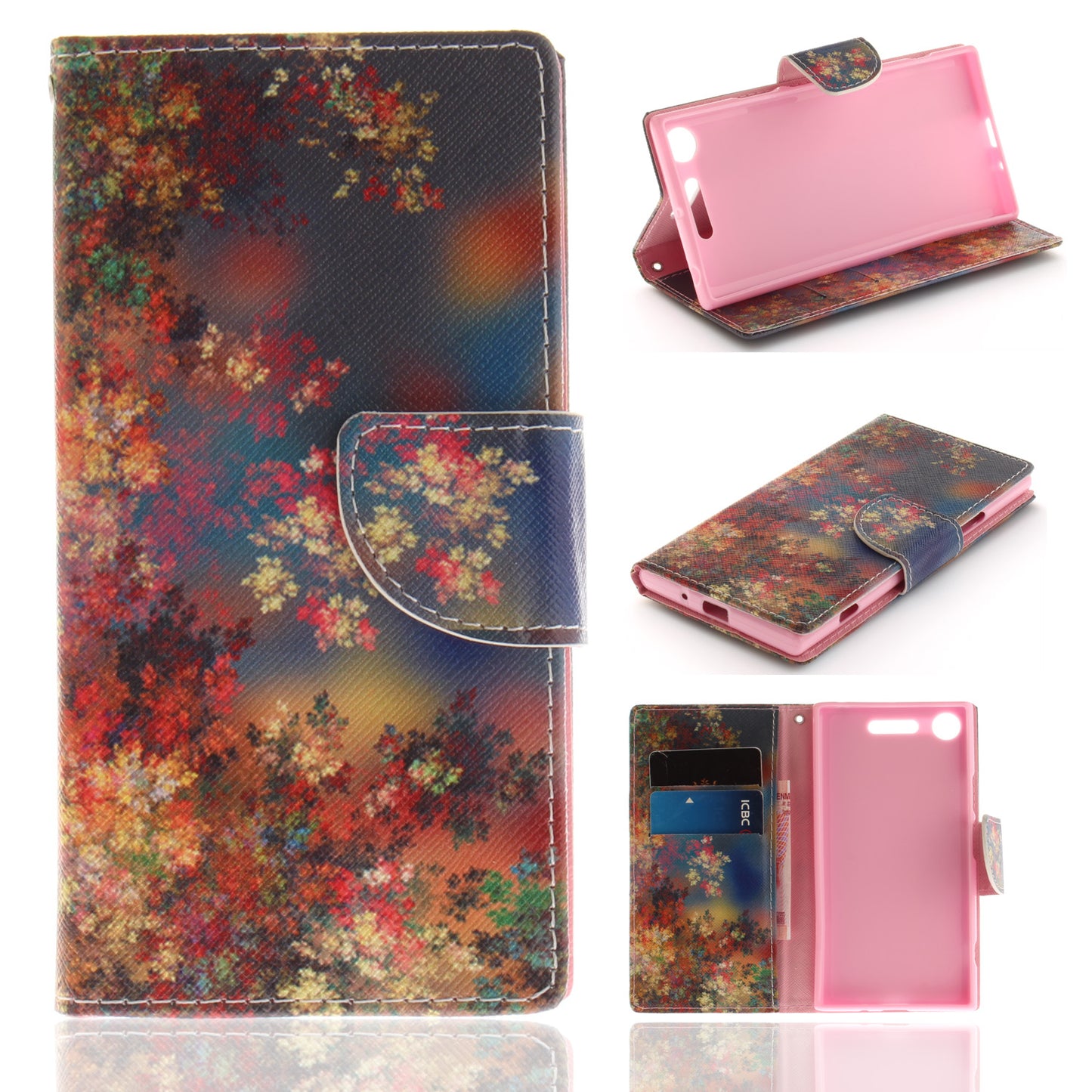 Sony Xperia XZ1 Phone Case Pattern Printed Flip Magnetic Wallet Card Slot Soft Protective Cover