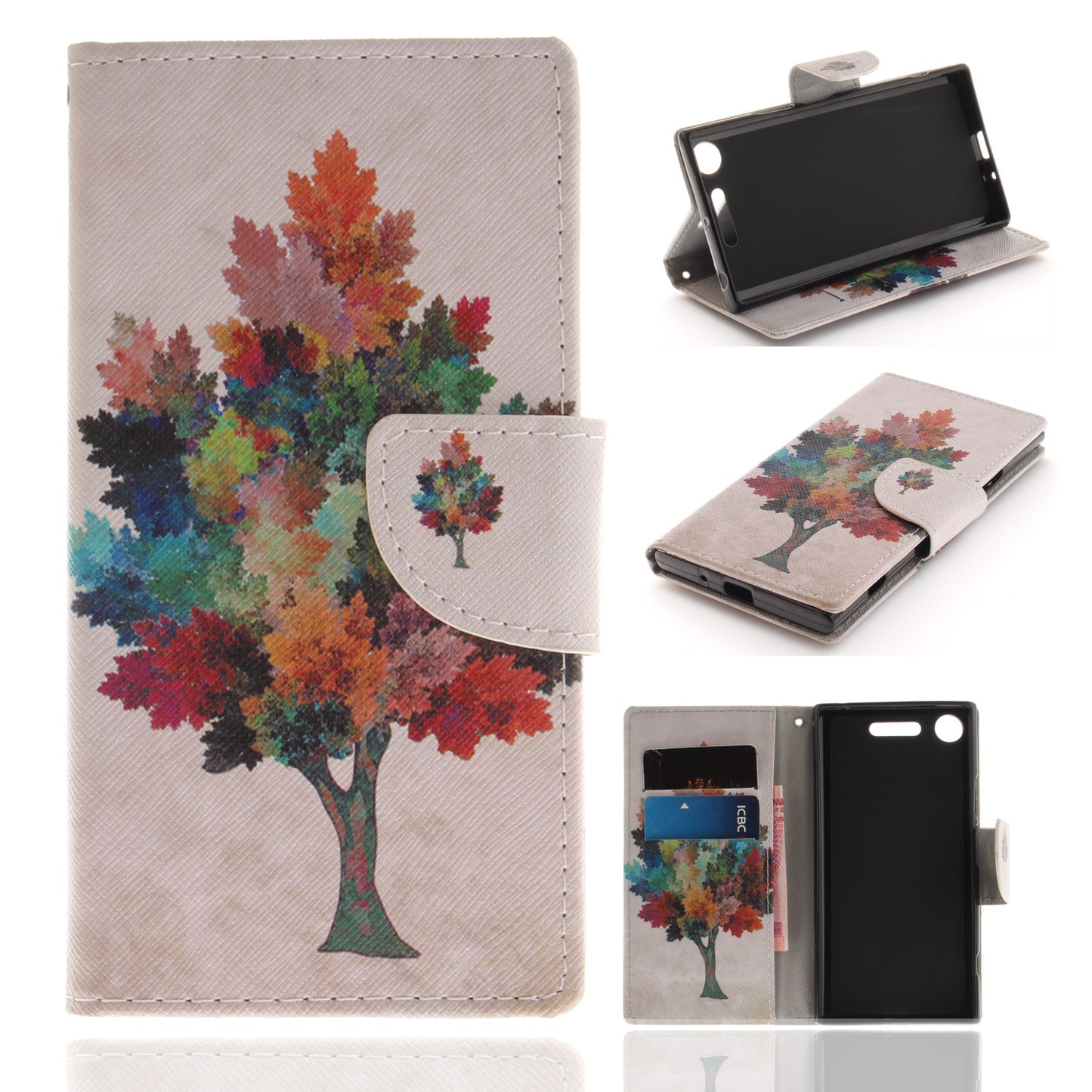 Sony Xperia XZ1 Phone Case Pattern Printed Flip Magnetic Wallet Card Slot Soft Protective Cover