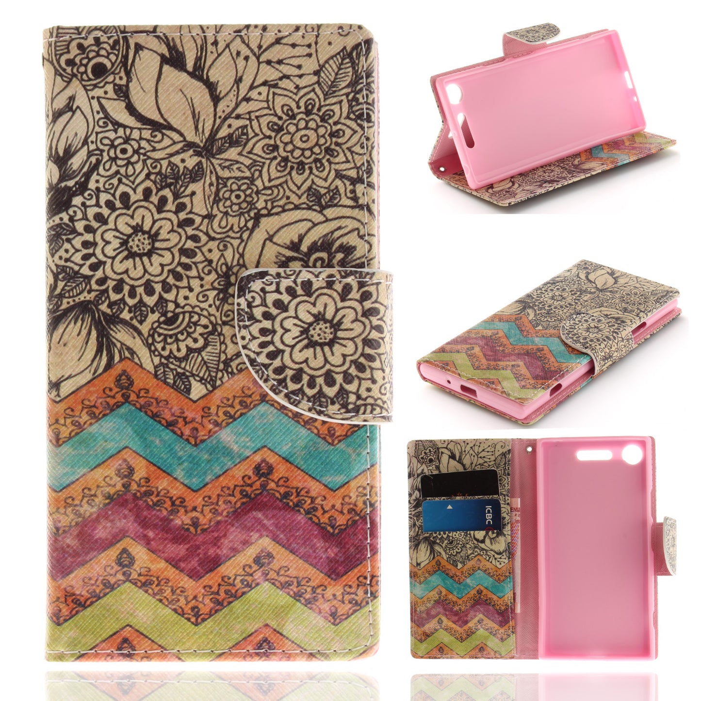 Sony Xperia XZ1 Phone Case Pattern Printed Flip Magnetic Wallet Card Slot Soft Protective Cover