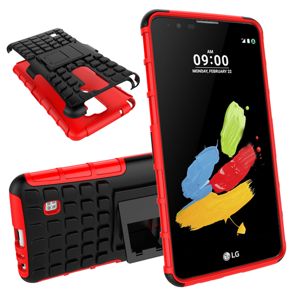 Heavy Duty Dual Layer Shockproof Silicone Phone Protective Case TPU Hybrid Kickstand Cover  for LG stylus2