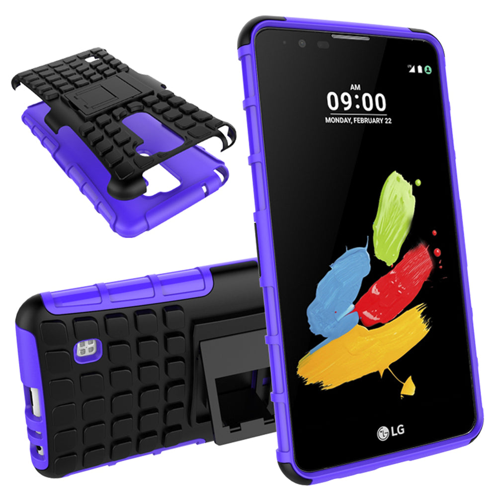 Heavy Duty Dual Layer Shockproof Silicone Phone Protective Case TPU Hybrid Kickstand Cover  for LG stylus2