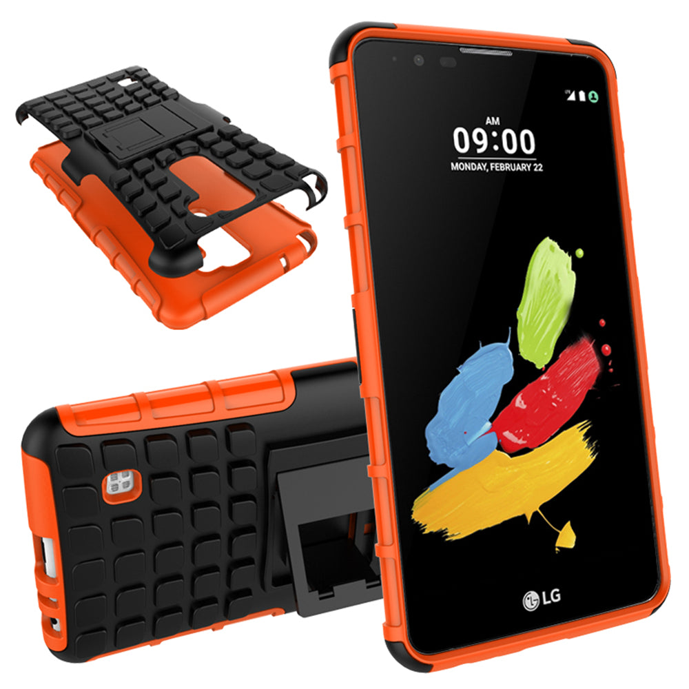 Heavy Duty Dual Layer Shockproof Silicone Phone Protective Case TPU Hybrid Kickstand Cover  for LG stylus2