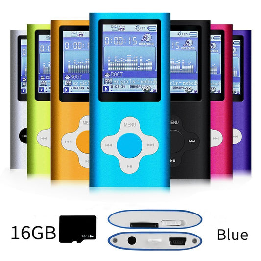 MP3/MP4 Player a 16GB Micro SD Card, Mini USB Port 1.8 LCD, Digital Music Player, Video/Media Player, MP3 Player, MP4 Player, Su