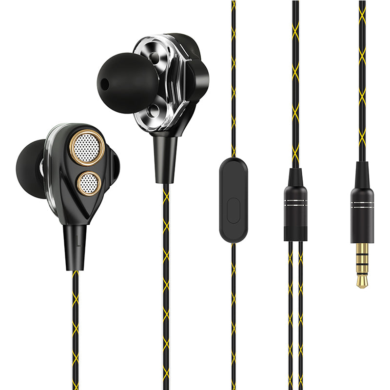 in-Ear Headphones, Fellee Wired Stereo HiFi Earphones Stereo Dual Dynamic Drivers Earbuds with Mic and 3.5mm Jack, Noise Isolati