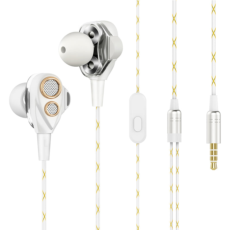 in-Ear Headphones, Fellee Wired Stereo HiFi Earphones Stereo Dual Dynamic Drivers Earbuds with Mic and 3.5mm Jack, Noise Isolati