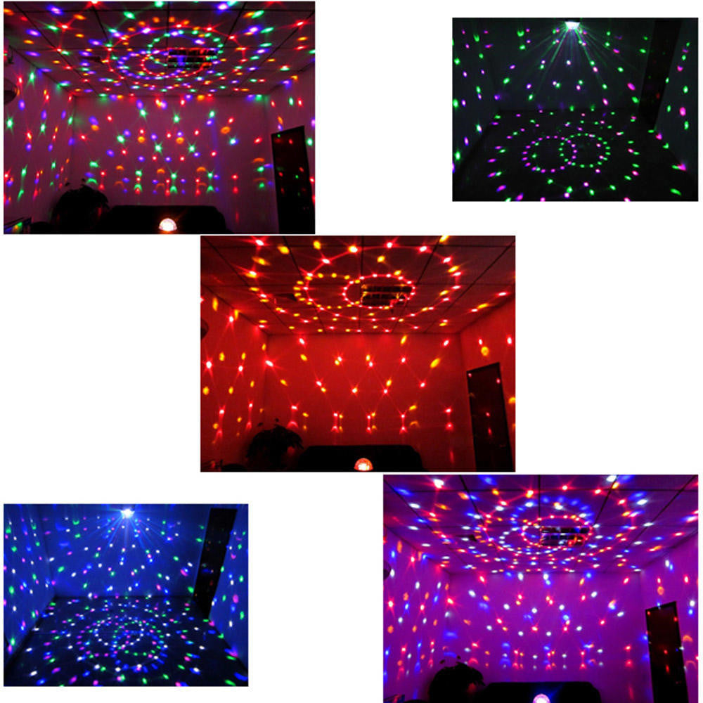 UK Plug Stage Light Auto Sound Activated LED Mini Crystal Magic Rotating Ball Effect for KTV