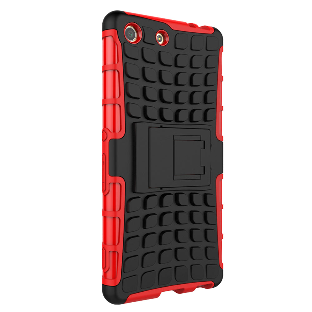 Heavy Duty Dual Layer Shockproof Silicone Phone Protective Case TPU Hybrid Kickstand Cover  for Sony M5