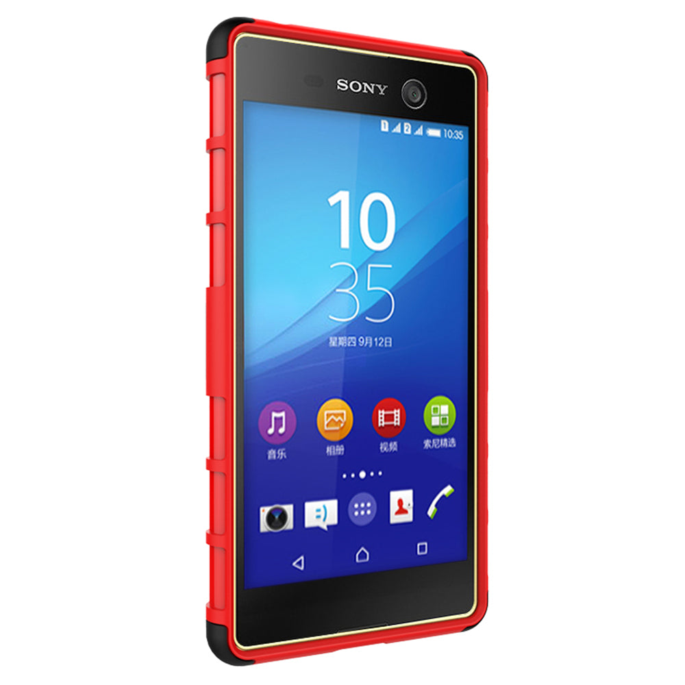 Heavy Duty Dual Layer Shockproof Silicone Phone Protective Case TPU Hybrid Kickstand Cover  for Sony M5