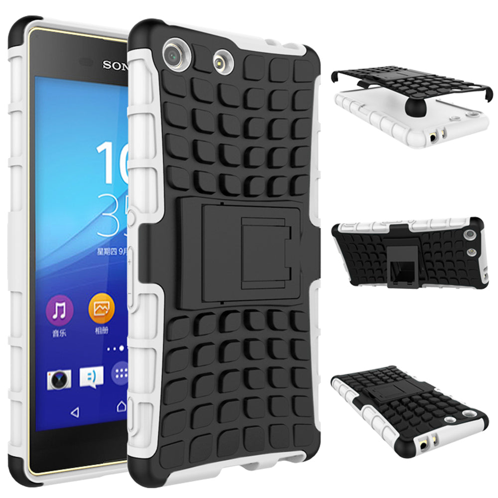 Heavy Duty Dual Layer Shockproof Silicone Phone Protective Case TPU Hybrid Kickstand Cover  for Sony M5