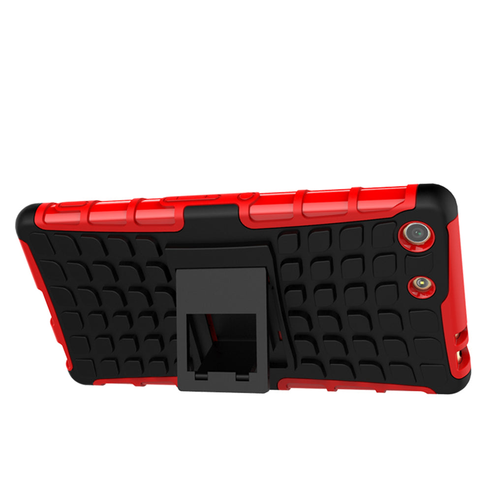 Heavy Duty Dual Layer Shockproof Silicone Phone Protective Case TPU Hybrid Kickstand Cover  for Sony M5