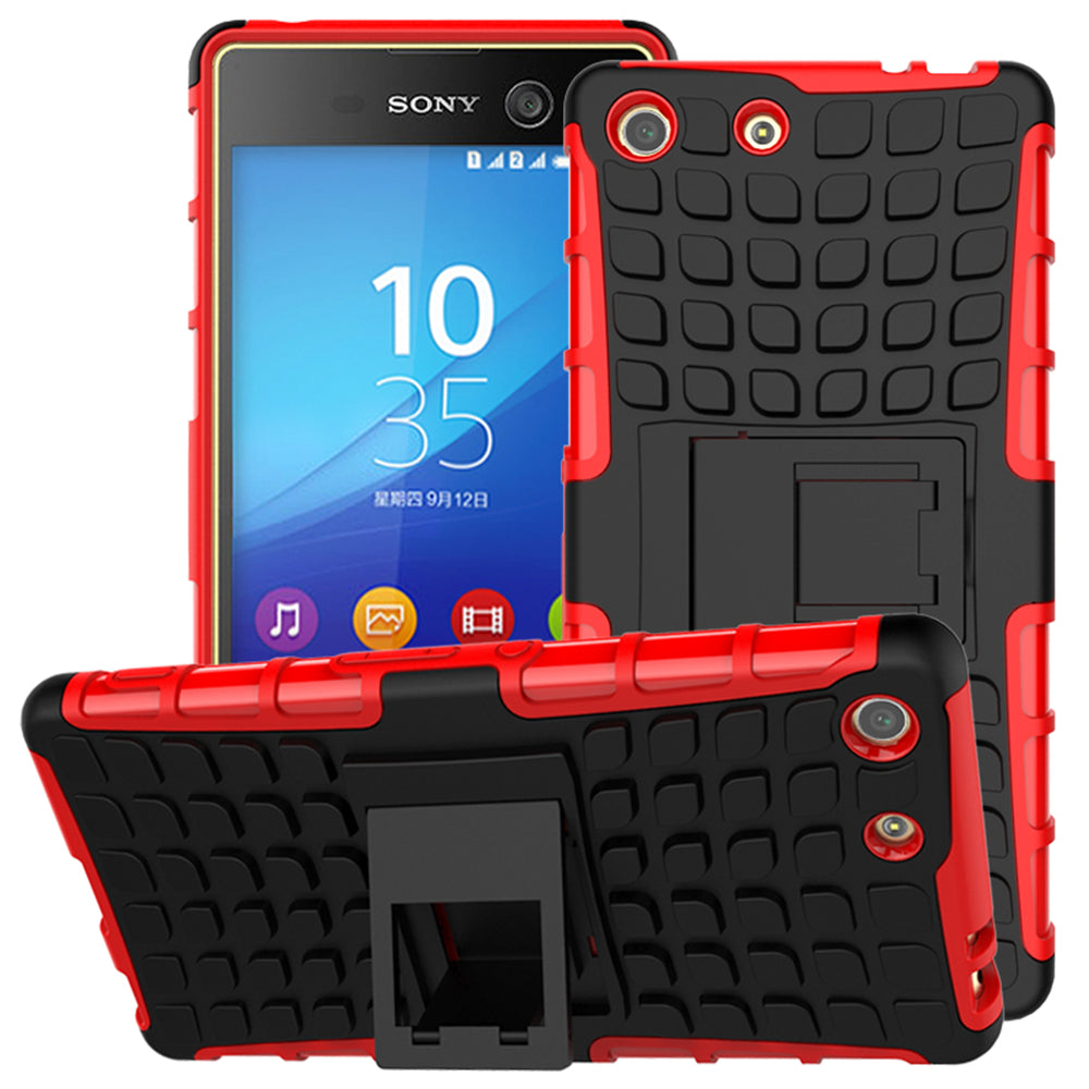 Heavy Duty Dual Layer Shockproof Silicone Phone Protective Case TPU Hybrid Kickstand Cover  for Sony M5