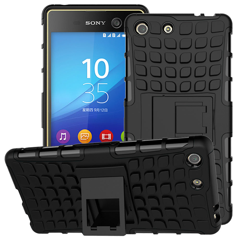 Heavy Duty Dual Layer Shockproof Silicone Phone Protective Case TPU Hybrid Kickstand Cover  for Sony M5