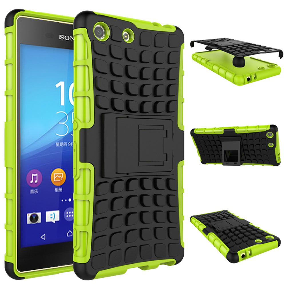 Heavy Duty Dual Layer Shockproof Silicone Phone Protective Case TPU Hybrid Kickstand Cover  for Sony M5