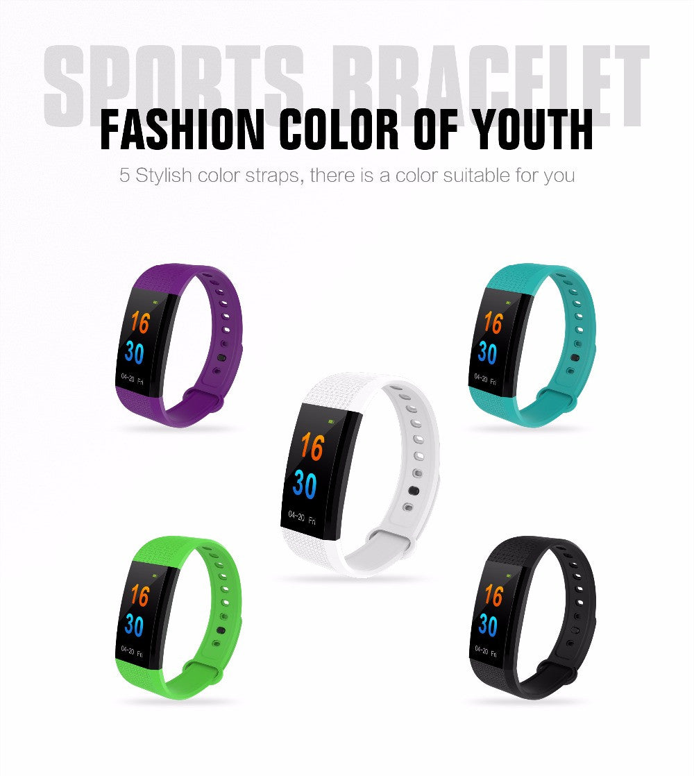 IP68 Waterproof Smart Bracelet Sport Heart Blood Pressure Monitor Fitness Calorie Sleep Tracker Call/SMS Reminder