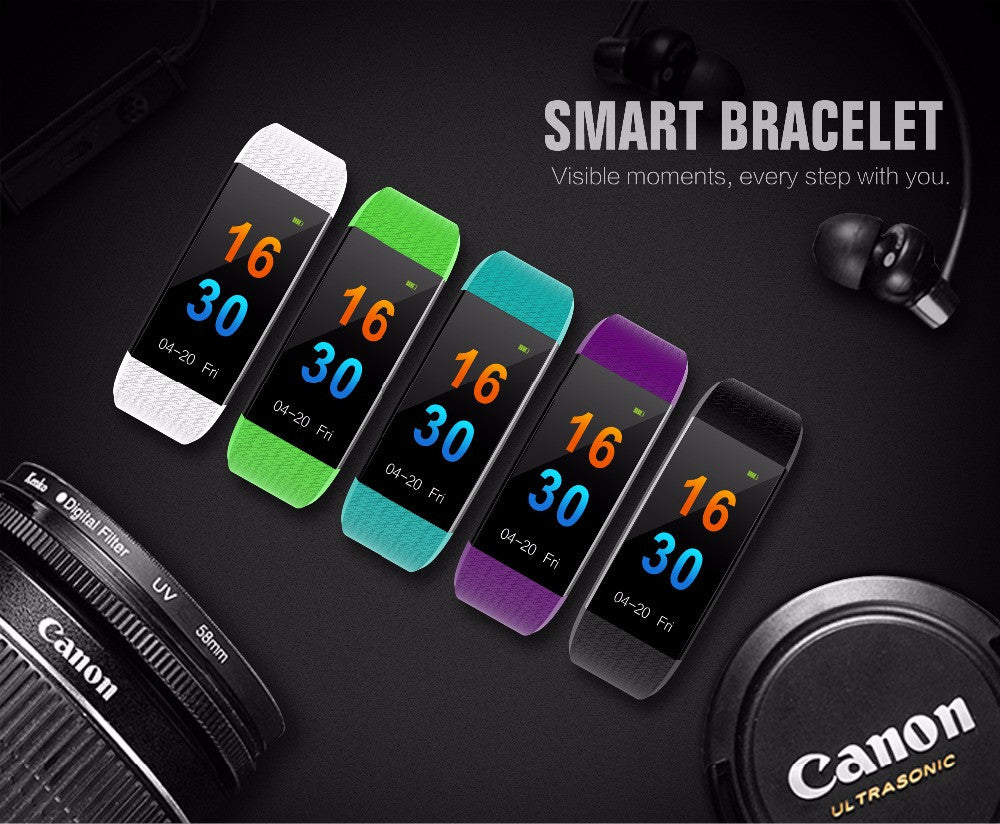 IP68 Waterproof Smart Bracelet Sport Heart Blood Pressure Monitor Fitness Calorie Sleep Tracker Call/SMS Reminder