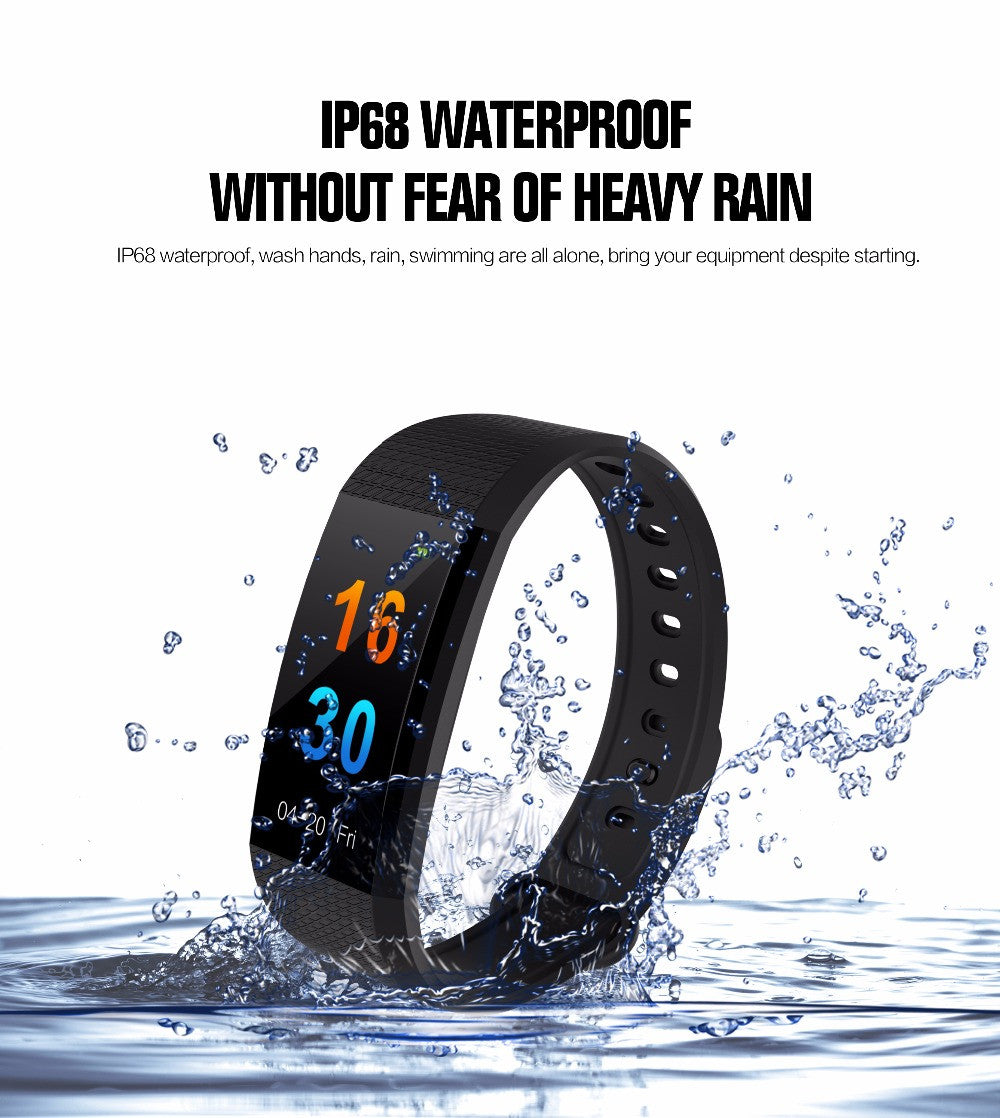 IP68 Waterproof Smart Bracelet Sport Heart Blood Pressure Monitor Fitness Calorie Sleep Tracker Call/SMS Reminder