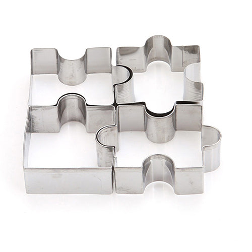 4Pcs/Set Stainless Steel Cookie Puzzle Shape Cookie Cutter Set DIY Biscuit Molds