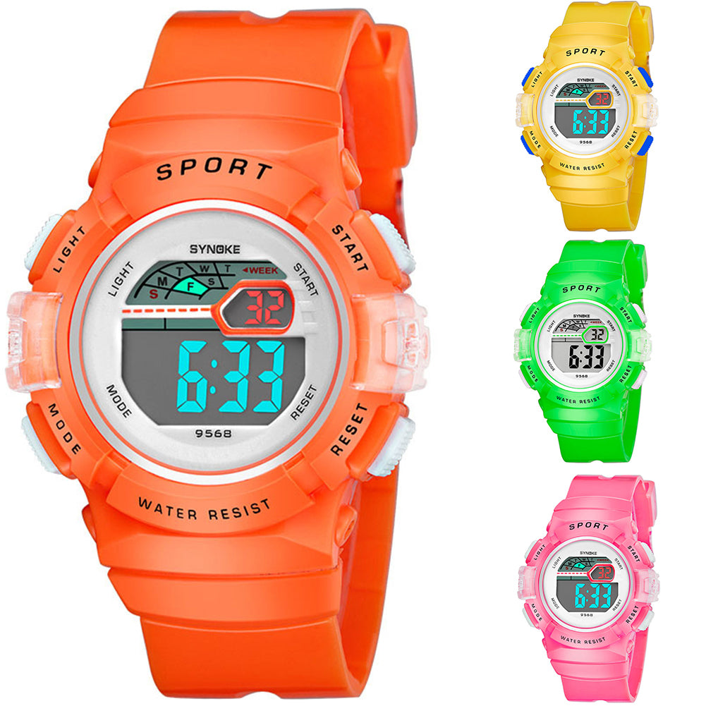 Multifunction Alarm Weekday Stopwatch Kids Sports Digital Luminous Wrist Watch