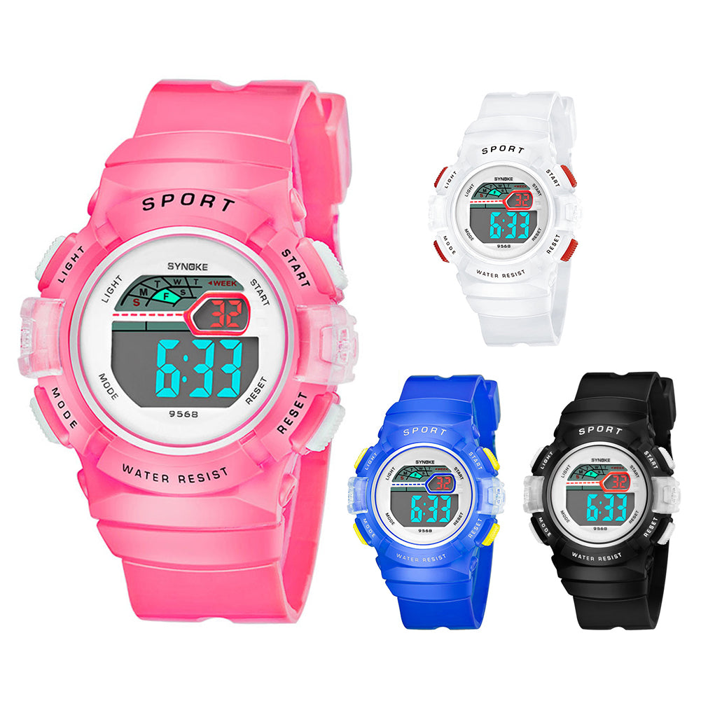 Multifunction Alarm Weekday Stopwatch Kids Sports Digital Luminous Wrist Watch