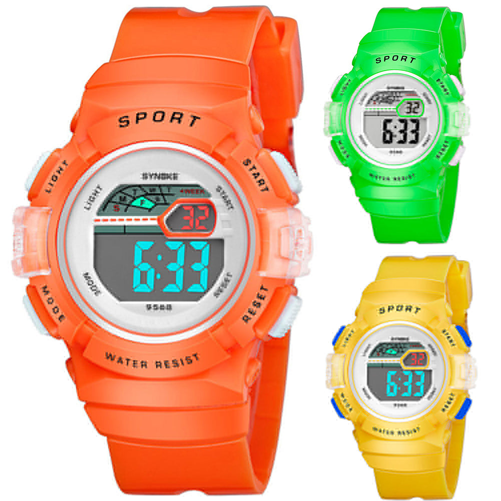 Multifunction Alarm Weekday Stopwatch Kids Sports Digital Luminous Wrist Watch