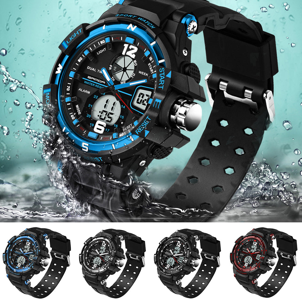 Waterproof Silicone Band LED Luminescent Alarm Sports Electronic Men Wrist Watch