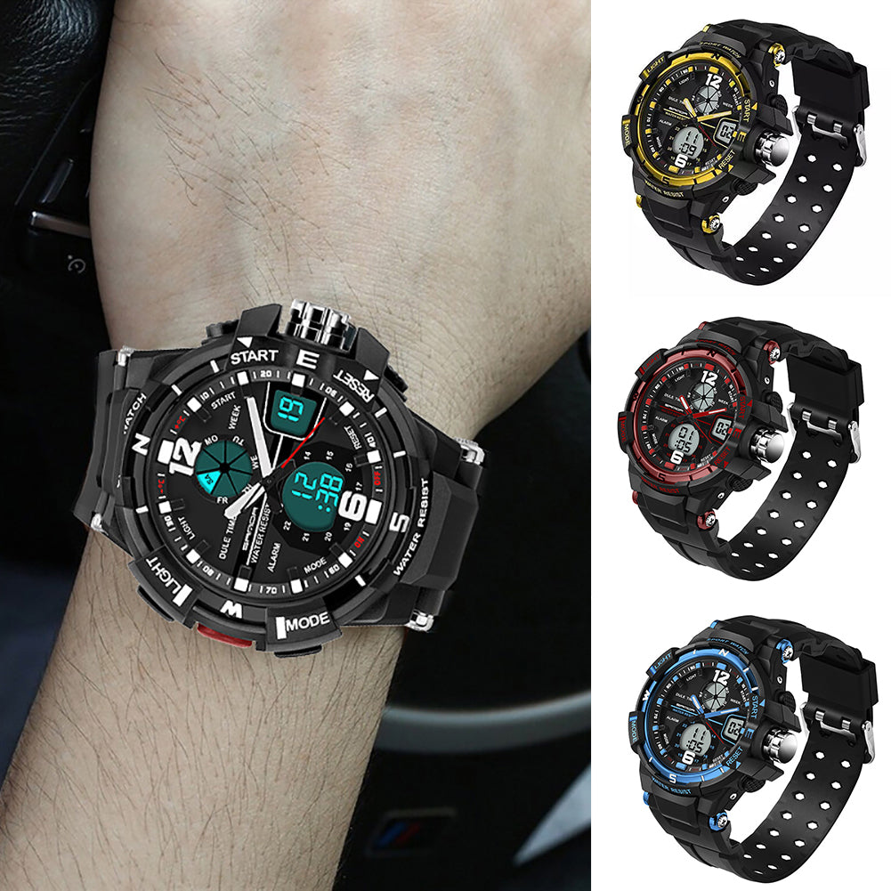 Waterproof Silicone Band LED Luminescent Alarm Sports Electronic Men Wrist Watch
