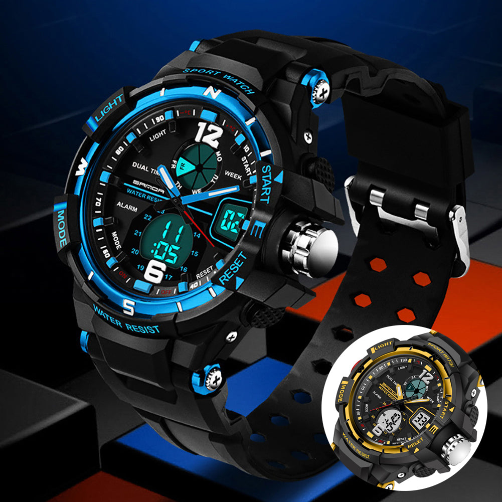 Waterproof Silicone Band LED Luminescent Alarm Sports Electronic Men Wrist Watch