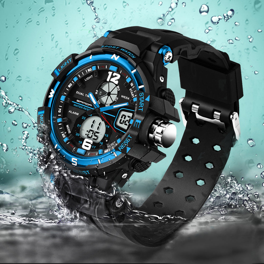 Waterproof Silicone Band LED Luminescent Alarm Sports Electronic Men Wrist Watch