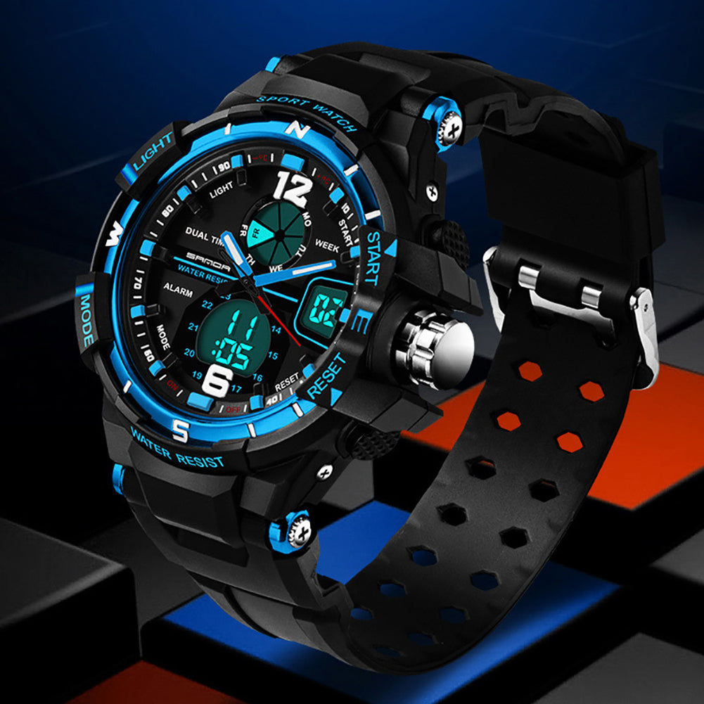 Waterproof Silicone Band LED Luminescent Alarm Sports Electronic Men Wrist Watch