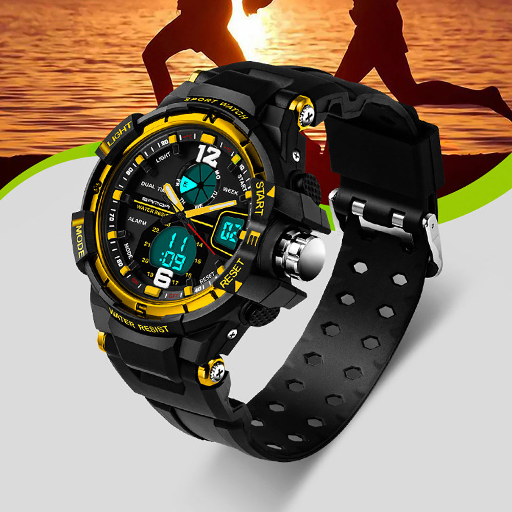 Waterproof Silicone Band LED Luminescent Alarm Sports Electronic Men Wrist Watch