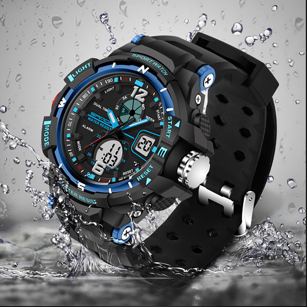 Waterproof Silicone Band LED Luminescent Alarm Sports Electronic Men Wrist Watch
