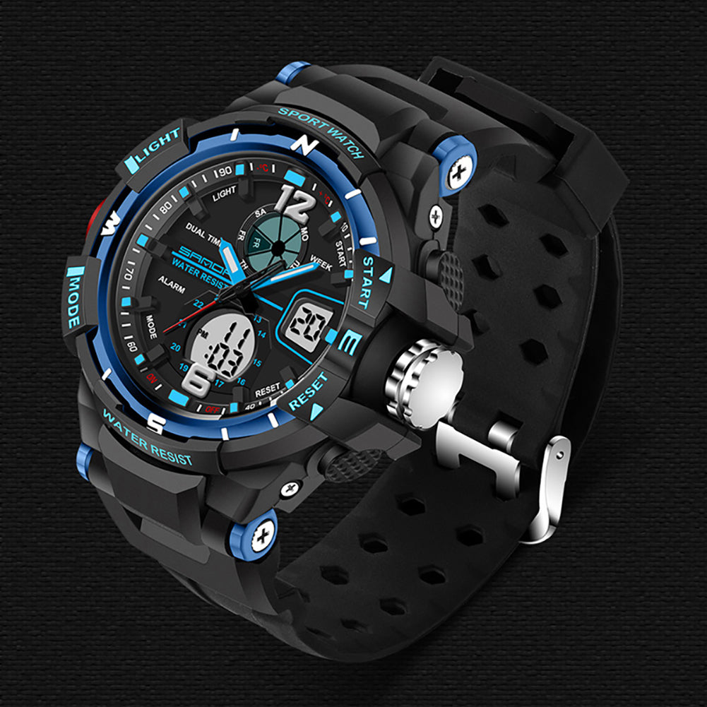 Waterproof Silicone Band LED Luminescent Alarm Sports Electronic Men Wrist Watch