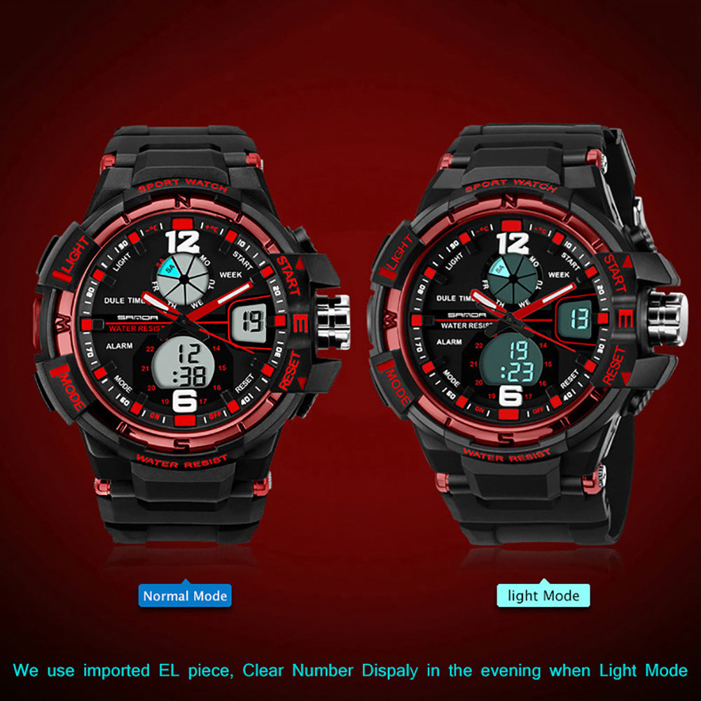 Waterproof Silicone Band LED Luminescent Alarm Sports Electronic Men Wrist Watch