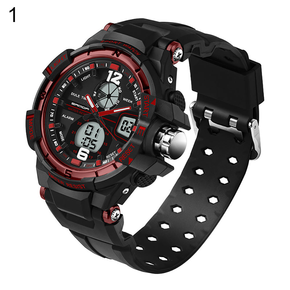 Waterproof Silicone Band LED Luminescent Alarm Sports Electronic Men Wrist Watch