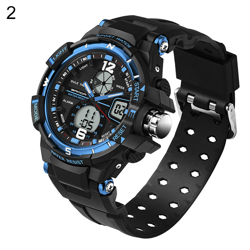 Waterproof Silicone Band LED Luminescent Alarm Sports Electronic Men Wrist Watch