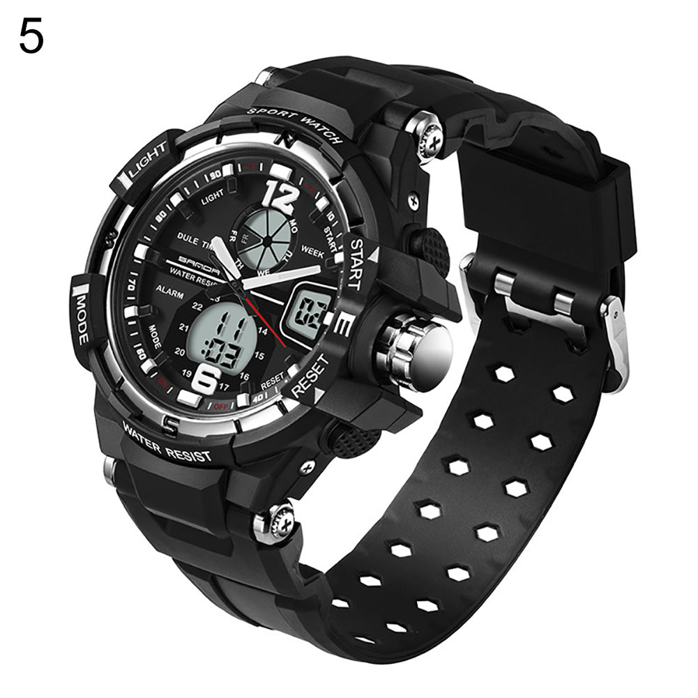 Waterproof Silicone Band LED Luminescent Alarm Sports Electronic Men Wrist Watch