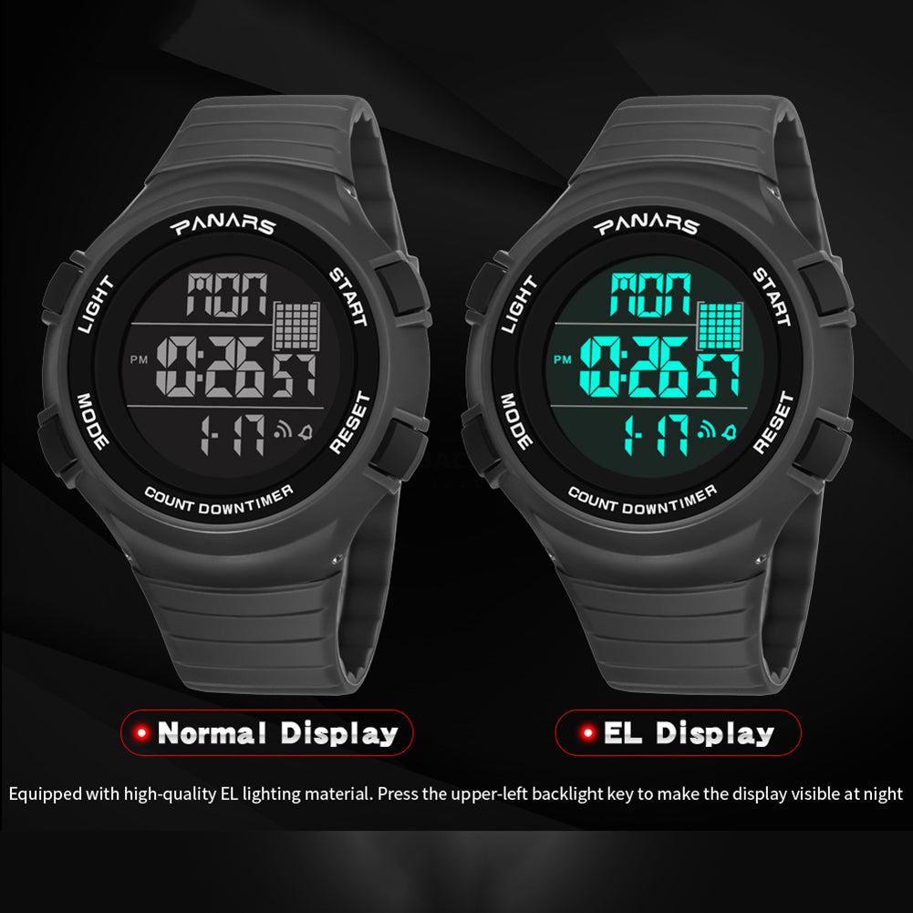 Outdoor Sports Waterproof Backlight Round Dial Alarm Men Digital Wrist Watch