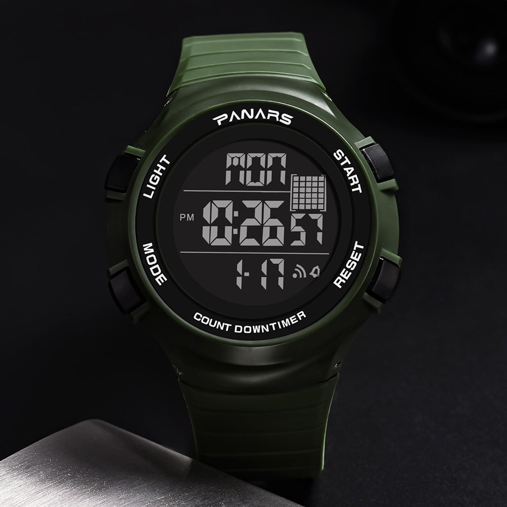 Outdoor Sports Waterproof Backlight Round Dial Alarm Men Digital Wrist Watch