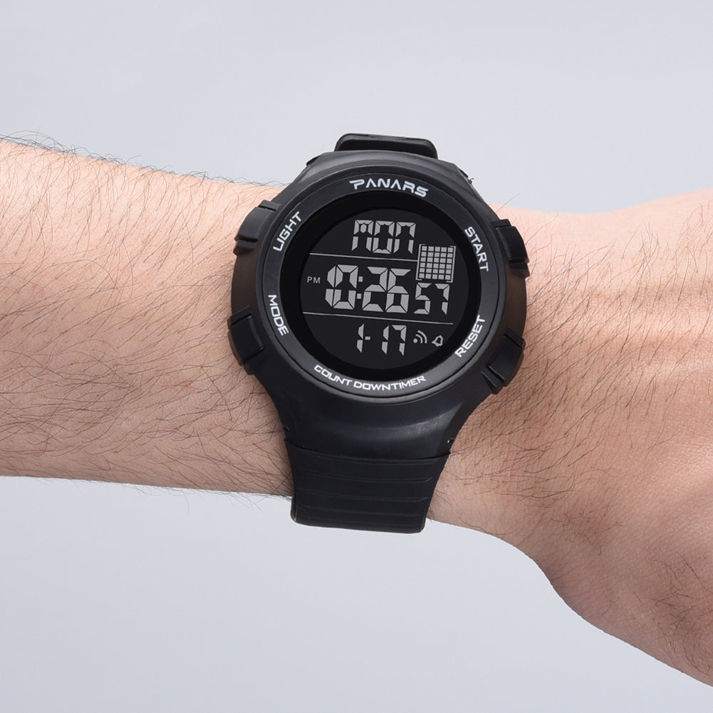 Outdoor Sports Waterproof Backlight Round Dial Alarm Men Digital Wrist Watch