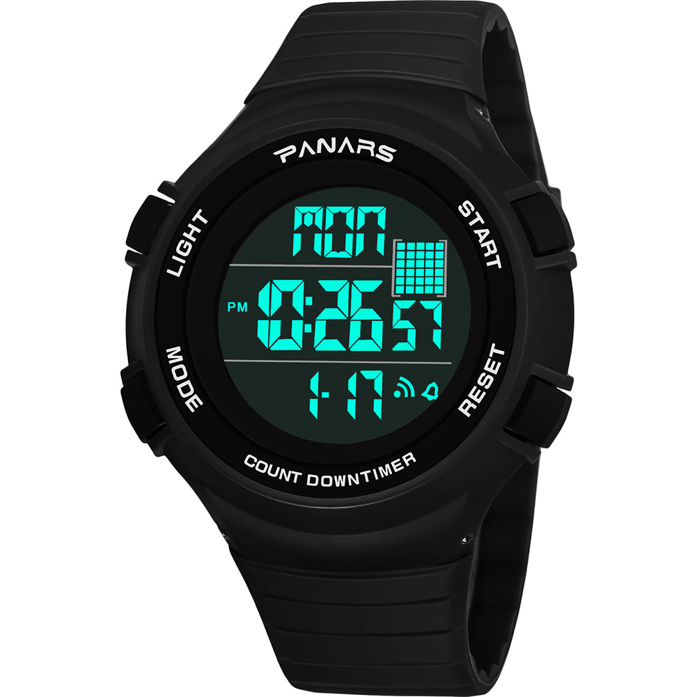 Outdoor Sports Waterproof Backlight Round Dial Alarm Men Digital Wrist Watch