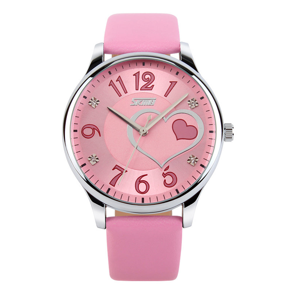 Women Girls Waterproof Genuine Leather Rhinestone Analog Quartz Wrist Watch