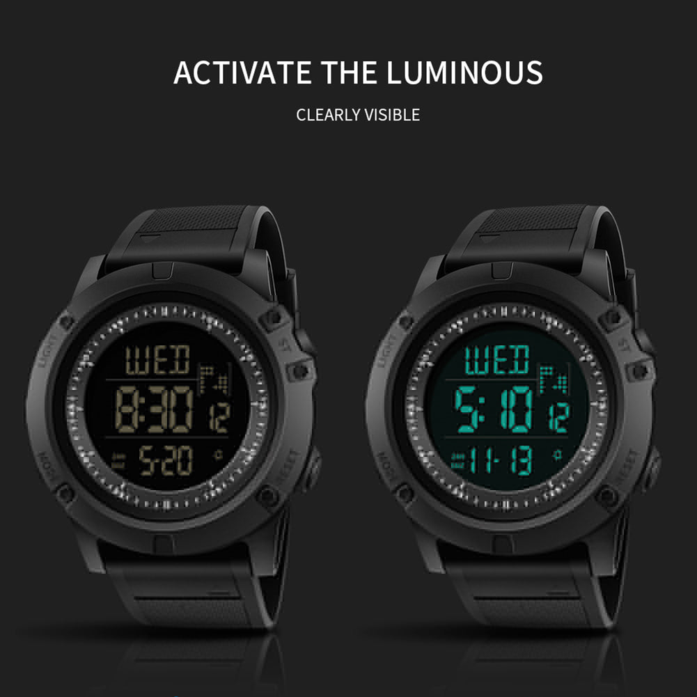 Outdoor Hiking Waterproof Backlight Sports Digital Men Wrist Watch Stopper Alarm