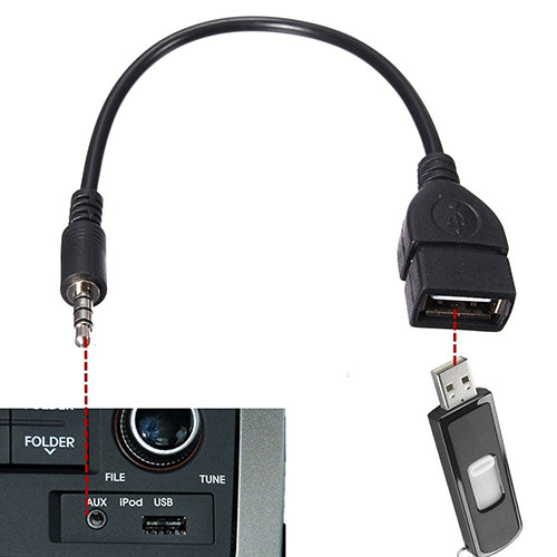 3.5mm Male Audio AUX-in-Jack to USB 2.0 Type A Female OTG Converter Cable