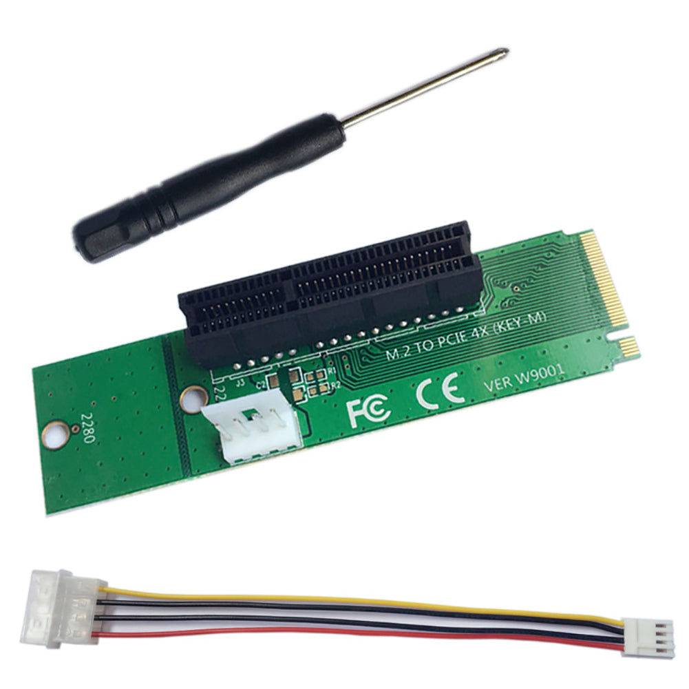 PCI-E 4X Female to NGFF M.2 M Male Adapter Key Power Cable Converter Card